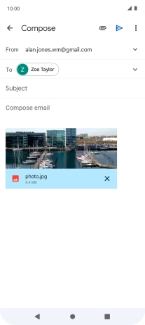 Press Subject and key in the subject of your email message.