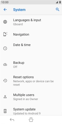 Press Reset options.