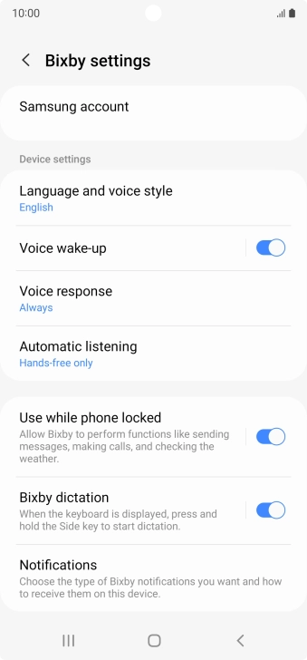 Follow the instructions on the screen to select the required settings.