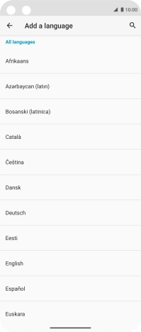 Press the required language to add it to the list of phone languages.