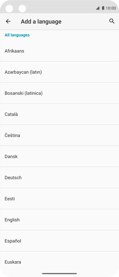 Press the required language to add it to the list of phone languages.