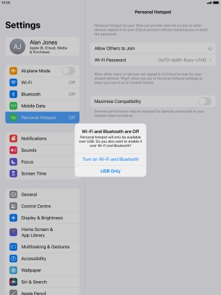 If Wi-Fi is turned off, press Turn on Wi-Fi and Bluetooth.