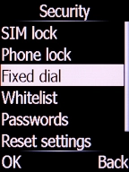 Select Fixed dial and press the Left selection key.