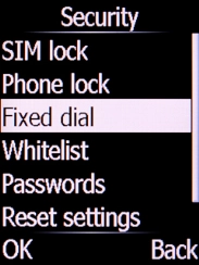 Select Fixed dial and press the Left selection key.