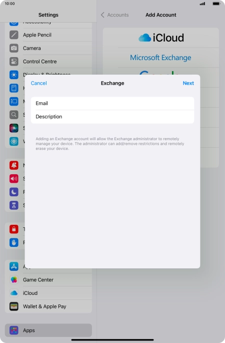 Press Description and key in the required name.