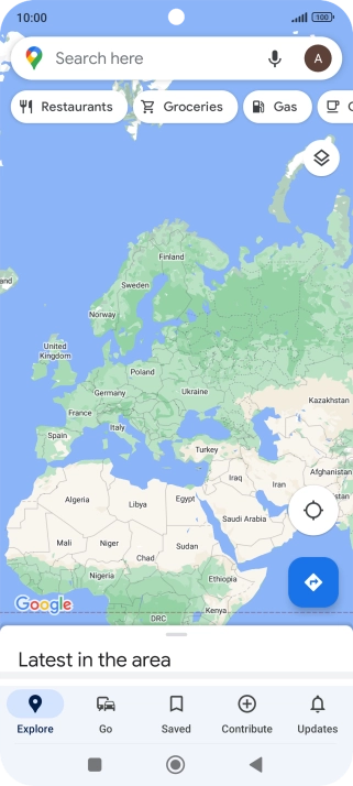 Press the search field and key in the required destination.