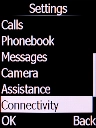 Select Connectivity and press the Left selection key.