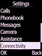 Select Connectivity and press the Left selection key.