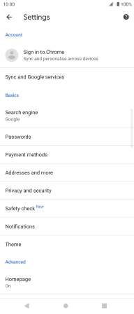 Press Privacy and security.