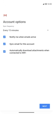 If this screen is displayed, you email account has been recognised and set up automatically. Follow the instructions on the screen to key in more information and finish setting up your phone.