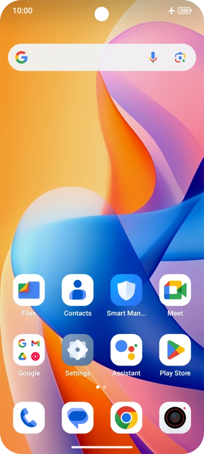 The flight mode icon shows that flight mode is turned on.
