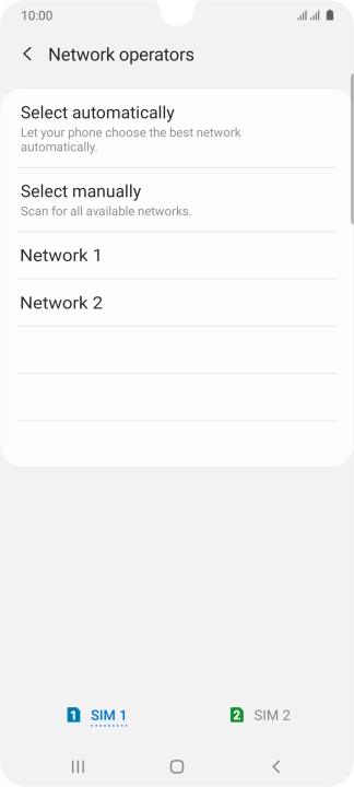 Press the required network.