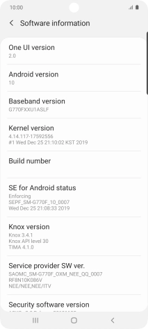 Your phone's software version is displayed below Android version.