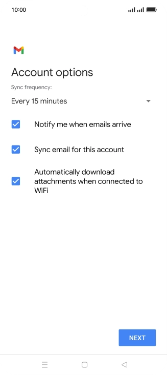 If this screen is displayed, you email account has been recognised and set up automatically. Follow the instructions on the screen to key in more information and finish setting up your phone.