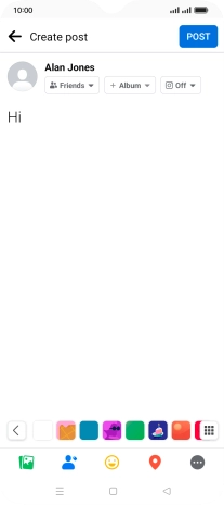 Write the required text and press POST.