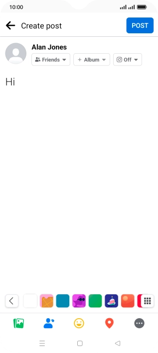 Write the required text and press POST.