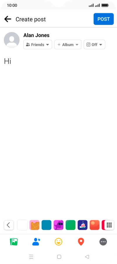 Write the required text and press POST.