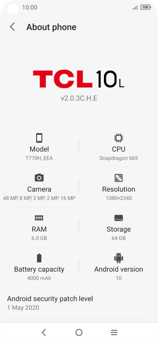 Your phone's software version is displayed below Android version.