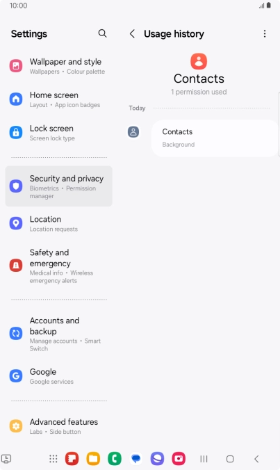 The app activity for the selected app is displayed.