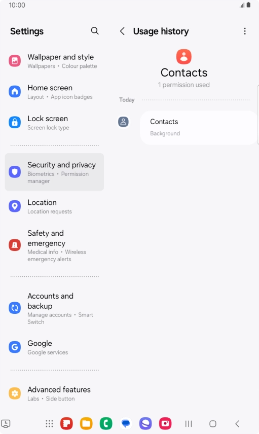 The app activity for the selected app is displayed.