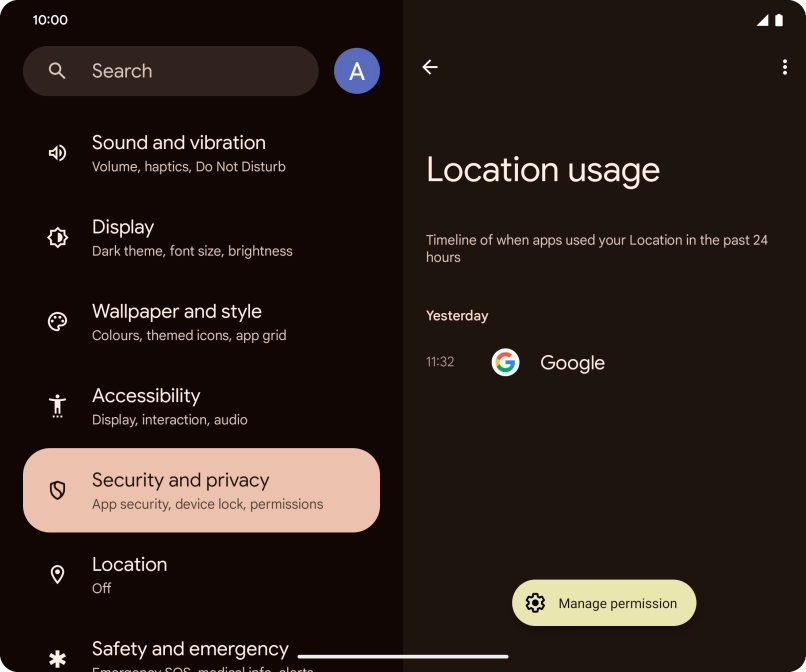 The total app activity for the selected phone function is displayed.
