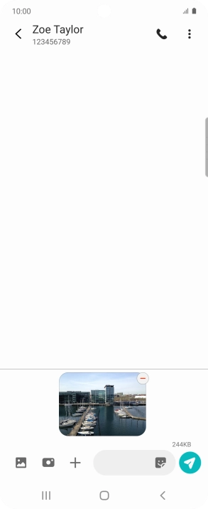 Press the text input field and write the text for your picture message.
