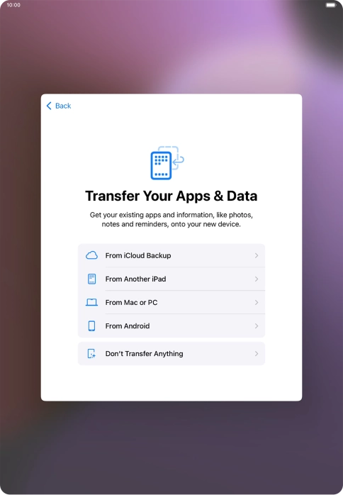 Press Don't Transfer Anything and follow the instructions on the screen to finish the activation.