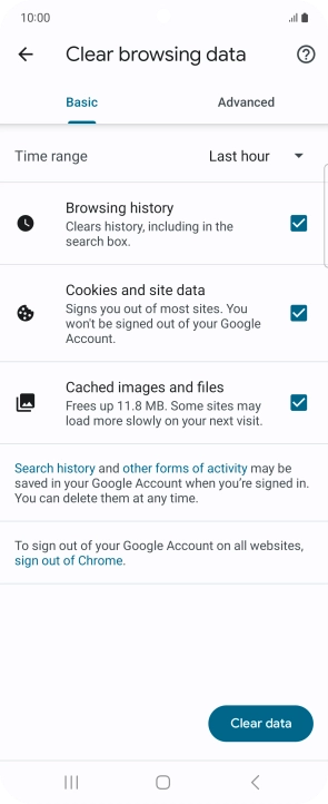 Press the fields next to the required data types.