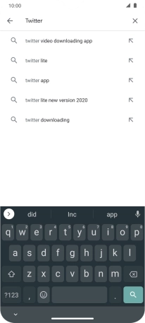 Key in Twitter and press the search icon.