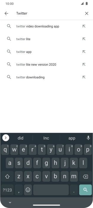 Key in Twitter and press the search icon.