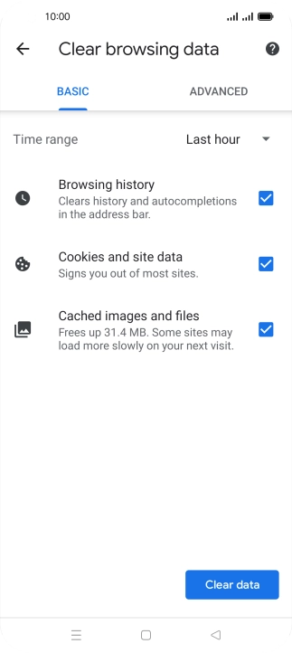 Press the fields next to the required data types.