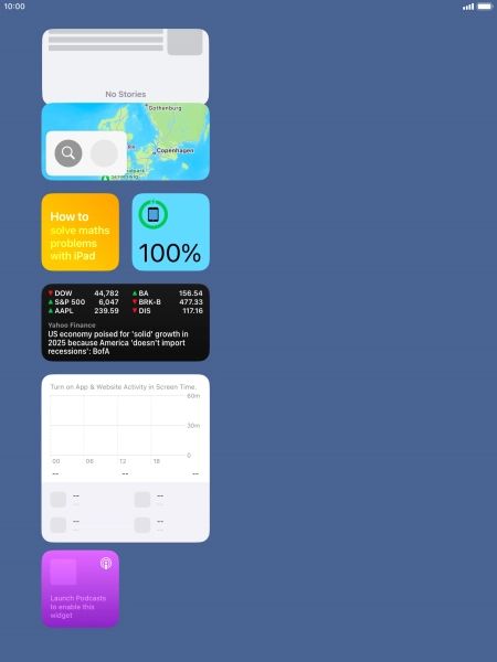 Press and hold the required widget until a pop-up menu is displayed.