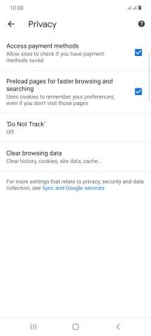 Press Clear browsing data.
