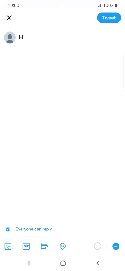 Write the required text and press Tweet.