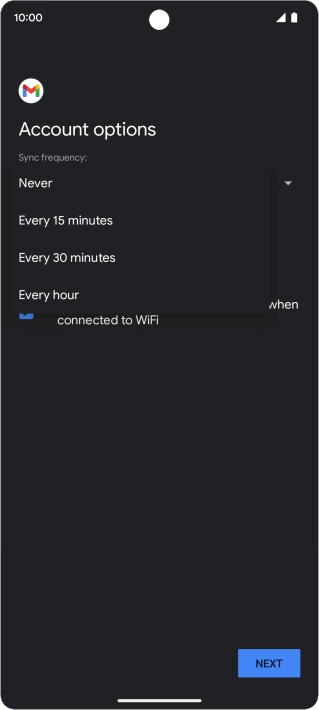 Press the required setting.