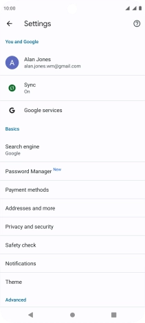 Press Privacy and security.