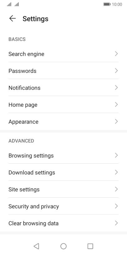 Press Clear browsing data.