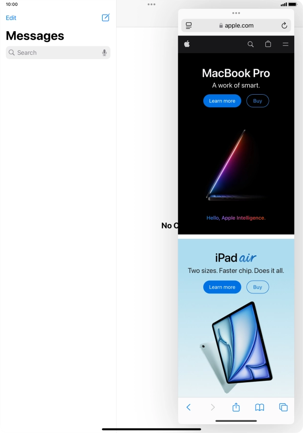The application now displays on top of the other open application.