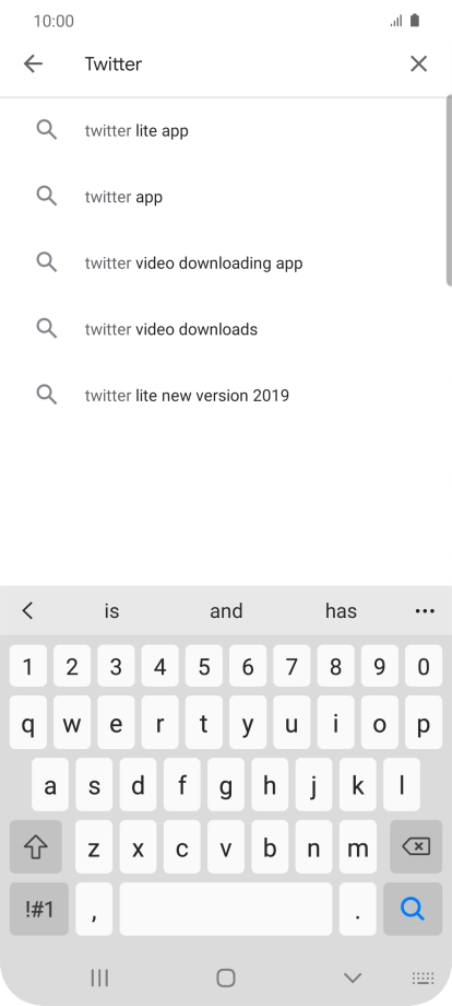 Key in Twitter and press the search icon.
