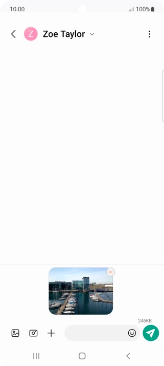 Press the text input field and write the text for your picture message.