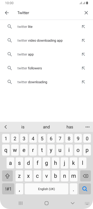 Key in Twitter and press the search icon.