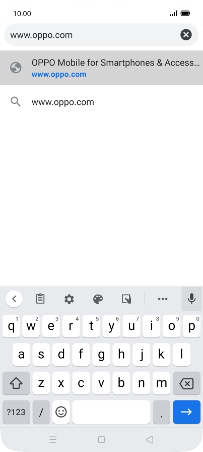 Key in the address of the required web page and press arrow right.