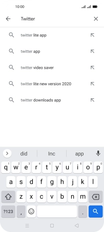 Key in Twitter and press the search icon.