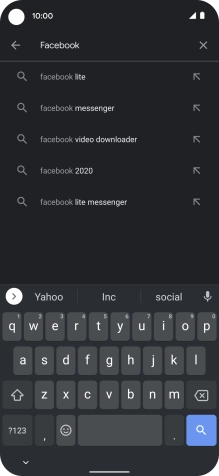 Key in Facebook and press the search icon.