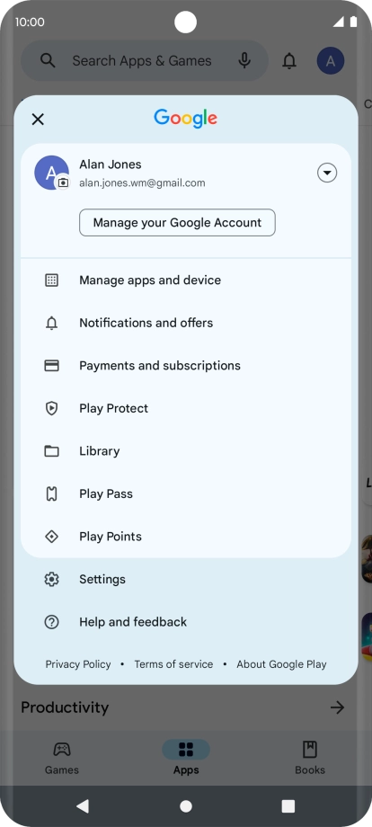 Press Manage apps and device.