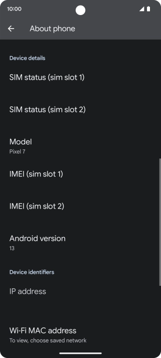 Press SIM status (sim slot 2).