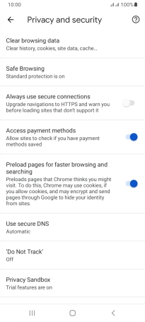 Press Clear browsing data.