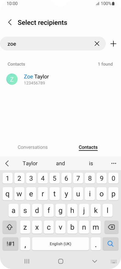 Press the required contact.