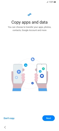 When this screen is displayed, your phone is ready to restore content from a Google One backup.