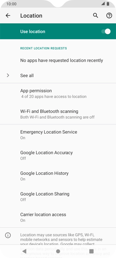 Press Google Location Accuracy.
